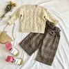 Korean Autumn Winter Kids Girls Long Sleeve Knit Hemp Flowers Sweater Children Clothing Baby Pullover Sweaters 210521