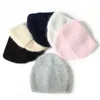 Visrover 6 Colorways Tavşan Kürk Pullu Kadın Kış Şapka Katı Renk Sonbahar Beanies Eşleştirilmiş Sıcak Yumuşak Bonnet Skullies Hediye 211229