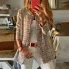 Damskie Kurtki Jesień Tweed Płaszcz Z Długim Rękawem Tassel Cardigan Vintage Kurtka Plaid Bluzy Koreańska Odzieżowa Kobieta 2021