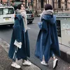 2020 Nowy Moda Długi Płaszcz Wełniany Kobieta Koreański Zima Kapturem Wiatrówka Kobiety Luźne Wełniane płaszcz płaszcz Płaszcz LJ201106