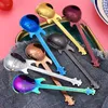 Creative 304 stainless steel small coffee spoons Guitar Violin shape dessert spoon Stirring spoon lovely titanium plated ice scoop RRA12308