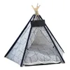 Pet Teepee Dog Cat Bed White Canvas Dog Cute House Tende per cani lavabili portatili per DogPuppy Cat Pet con cuscino 201119