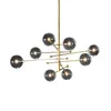 Candelabro de bola de cristal de diseño moderno EMS 2020, lámpara de araña de 6 cabezas de cristal transparente con burbujas para sala de estar, cocina, accesorio de iluminación negro/dorado