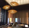 Modern Bamboo LED Luzes Pingente Ásia Madeira luminária Sala Diningroom Hotel Restaurant Kitchen Deco interior Lâmpada de suspensão