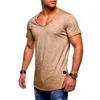 T-shirts pour hommes 2022 arrivé col en V profond à manches courtes hommes T-shirt Slim Fit T-shirt maigre décontracté été T-shirt Camisetas Hombre taille 3XL