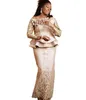 2022 Plus Size Arabisch Aso Ebi Champagner Spitze Sexy Mutter der Braut Kleider Lange Ärmel Mantel Vintage Prom Abend Formale Party Go288l