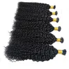 Afro Kinky Kıvırcık I ucu Saç Uzantıları Mikrolinks 100% Remy İnsan Bakire Saç Örgü Demetleri Brezilyalı Doğal Siyah Şimdiye Kadar Güzellik 4B 4C 100 g / lot 14-28 inç