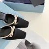 Yay düğüm kare kafa kadın ince topuk son moda terlik Avrupa ve Amerikan 6 cm rahat siyah ipek baotou sandalet terlik tasarımcı fabrika ayakkabı