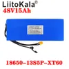 Liitokala 18650 48V 15AH litiumjoncykelbatteri med XT60 Plug 54.6V laddare äkta batteri