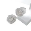 Stud AENSOA, pendientes de flores grandes de cristal de lujo para mujer, diamantes de imitación transparentes, joyería de fiesta y boda