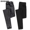 BIVIGAOS Nouveau Bas Bem Dentelle Dentelle Jeans Leggings Femmes Skinny Slim Crayon Pantalon Noir Mince Stretch Jeggings Jeans Coréen 201105