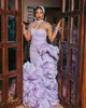 Amazing Lavender Mermaid Prom Jurken Schouder Kettingstijl Aso Ebi Ruffles Plus Size Avond Formele Feestjurk Jurken Afrikaans