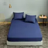 Folhas de lençóis 1 PC Bed Roupa Euro Sólida Cor Fitted Chapa King Size Colchão Capa160x200 Dupla Cheio