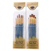 5pcs Pearlescent Blue Rod Sharp Peak Oljemålning Borste Set Flat Front Nylon Hair Akvarell Borste Art Supplies