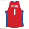 100% Sömda Allen Iverson #1 Red 2008-09 Swingman Jersey XS-6XL MENS THOWBACKS Basketbolltröjor Billiga män kvinnor ungdom j