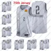 2021-22 75. Jubiläums-Basketballtrikot für Herren mit Rautenmuster, Shai Gilgeous-Alexander 2 Josh Giddey 3 Jeremiah Robinson-Earl 50 Muscala Grey