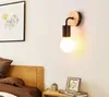 Nórdic handmad madeira lâmpada de parede moderna escura com interruptor para casa luz luminária retro parede de parede decoração edison lâmpada preta branca 7