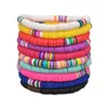 Charm Bracelets Recyclable Polymer Clay Disc Beads Waxed String Women Femme Boho Mixed Color Wristband Jewelry1