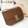 2021 New Retro beancurd bag cow leather women's bag box lock small square stewardess Single Shoulder Messenger