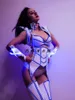 무대 착용 패션 나이트 클럽 바 성능 의류 형광 파티 조명 LED 점프 슈트 여성 GoGo 미래 기술 DWY4557