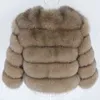 OFTBUY Winter Jacket Women Real Fur Coat Natural Big Fluffy Outerwear Streetwear Thick Warm Three Quarter Sleeve 211220