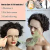 Short Curly Lace Wig Pixie Cut Lace Front Human Hair Wigs For Black Women Brazilian Virgin Remy 150% Density Glueless Pre Plucked Curl Frontal With Hand Tied Hairline (1B)