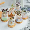 Kreativ keramisk uggla form blomkrukor ny keramisk plantering skrivbord blomma potten söt design saftig planter kruka