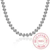 Ketten 925 Sterling Silber 4mm/8mm/10mm Glatte Perlen Kugelkette Halskette Für Frauen Trendy hochzeit Verlobung Schmuck Drop Aqdw