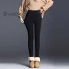 SVOKOR Winter Warm Leggings For Women Velvet Cold-resistant Plus Black Pants Clothes 211221