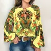 Boho Blouse Élégant Imprimé Floral Lanterne Manches Chemise Sexy À Lacets Gland O Cou Femmes Tops Printemps Eté Chic Blouses 5XL T200502