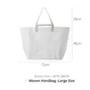 Shimoyama 간단한 일반 천연 흰색 컬러 직조 패브릭 쇼핑 스토리지 비치 가방 여성의 크기를위한 일일 야외 사용