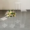Conjunto de 4 tamanhos Vaso de Noite Vaso Claro Acrílico Grand Vasos Decoração de Casamento Flower Stand Backdrop Quadro Coluna Coluna 201204