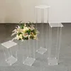 Set of 4 sizes Wedding Floor Vase Clear Acrylic Grand Vases Wedding Decoration Flower Stand Backdrop Frame Column Pillar 201204