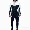 Mens Hooded Tracksuits Suits and Color Matching Casual Sports Suit Cardigan Set Fall Winter 2021 Men Sweatshirt Clothing