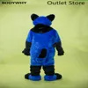 Costumes De Mascotte Bleu Longue Fourrure Husky Renard Chien Mascotte Costume Fête Fursuit Dessin Animé Robe Tenues Carnaval Halloween Noël Pâques Ad Vêtements