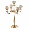 5 braços Candelabros Home Holiday Decorative Centerpiece Gold Crystal Candle Tithers para jantar festa Candlestick 201202