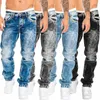 Męskie dżinsy 2021 Jesienna moda luźna w połowie kieszonkowa dżinsowa proste spodnie swobodnie myte czarne 317f