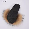 Pantofola da donna Real Raccoon Fashion Style Furry Slides Morbide scarpe calde e soffici in pelliccia S6020E Y200423