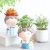 Творческий мультфильм мальчик горшок горшок сочные растения Planter Pot Европейский стиль цветок мини кактус цветочный горшок Xmas Wedding Home Decora T9i001006