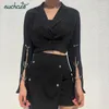 SUCHCUTE Metal Chain Blazer Feminino Mujer Chaqueta Casual Harajuku Otoño Chaqueta Mujer Abrigos Mujer Ajustable Veste Femme 201201