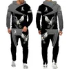 Cool fasant rooster jakt camo hoodies kostym 3d tryckt kuk djur pullover sweatshirt + sport byxor tracksuit set 211220