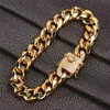 Klasyczny Złota Bransoletka Designer Cuban Link Bransoletka Srebrna bransoletki Biżuteria 12 mm miedziana biała aaa Cubic Criconia Charm 4068540