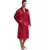 Mens Silk Satin Pyjamas Sleepwear Robe Robes Bathrock Nightgown S ~ 3XL 201023