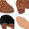 Heißer Verkauf-Dropship Neue Mode 2020 Damen Stiefeletten Leopard Fransen Damen Chunky Damenschuhe Damenschuhe Kurze Stiefel Plus Größe 43