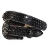 Herrmode Bling Crystal Silver Glitter Läder Rhinestone Belt Studded Belt Löstagligt västra skalle -spänne med Skull Concho7872110