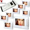 Yobang Security 7 pollici appartamento famiglie citofono sistema audio video telecamera IR citofono campanello per 3 a 12 appartamenti/famiglia