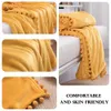 Flannel Blanket with Pompom Fringe Lightweight Cozy Bed Blanket Soft Throw Blanket fit Couch Sofa Suitable All Season 201111