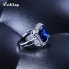 Visisap Luxury Big Blue Cubic Zirconia Wedding Rings for Women Full Stone Fine Fashion Engagement Ring DropshippingB27611