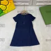 22SS Girls Highends 청바지 공주 드레스 여름 데님면 스커트 민소매 라운드 넥 디자인 드레스 브랜드 디자이너 스커트 GIR7138106