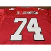 Пользовательские 604 Молодежные женщины Винтажные штампы Калгари # 74 Dwayne Johnson Football Jersey Size S-4XL или пользовательское имя или номер Джерси